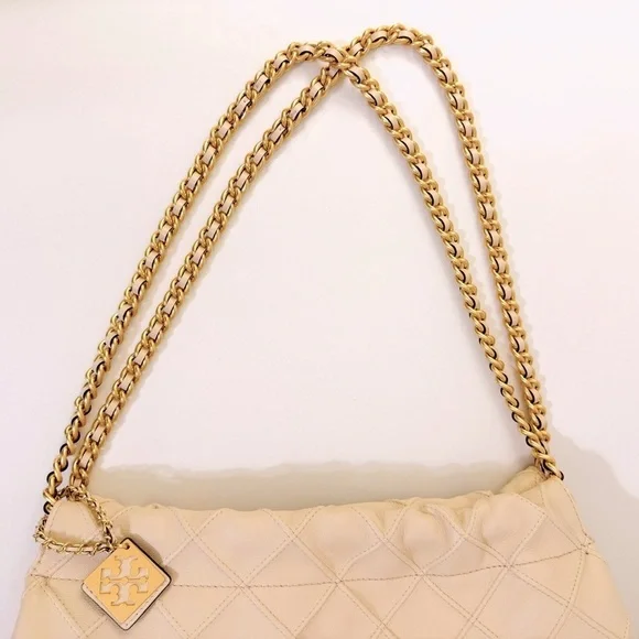 TORY BURCH FLEMING SOFT CREAM HOBO QUILTED SHOULDER HANDBAG - Picture 10 of 16